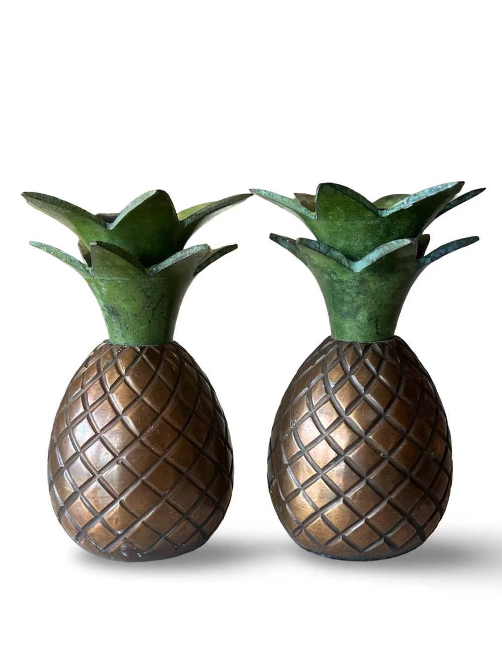 VTG Tommy Bahama Brass Pineapple Taper Candle Holders Set 4.5”